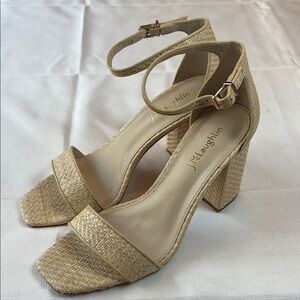 🌹J. McLaughlin Rafia block Heel single strap sandals